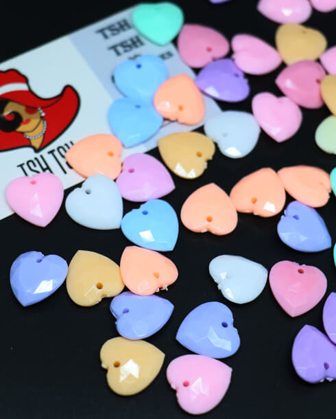 ลูกปัดทรงหัวใจเพชร สีพาสเทล