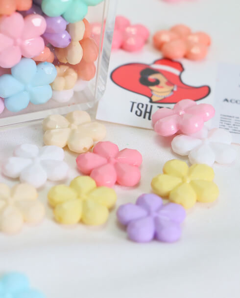 ลูกปัดทรงดอกไม้ 5 กลีบ สีพาสเทล