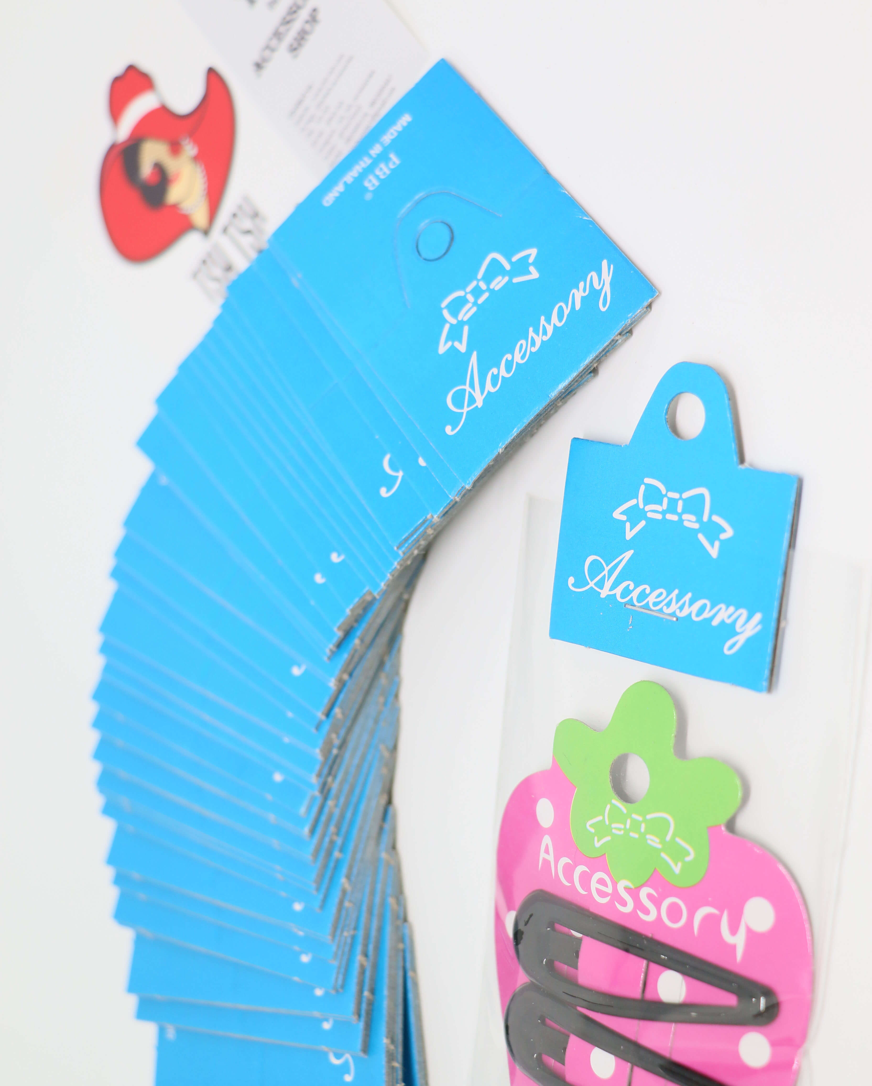 หัวกระดาษแพคถุงพิมพ์ลายโบว์ สีฟ้า