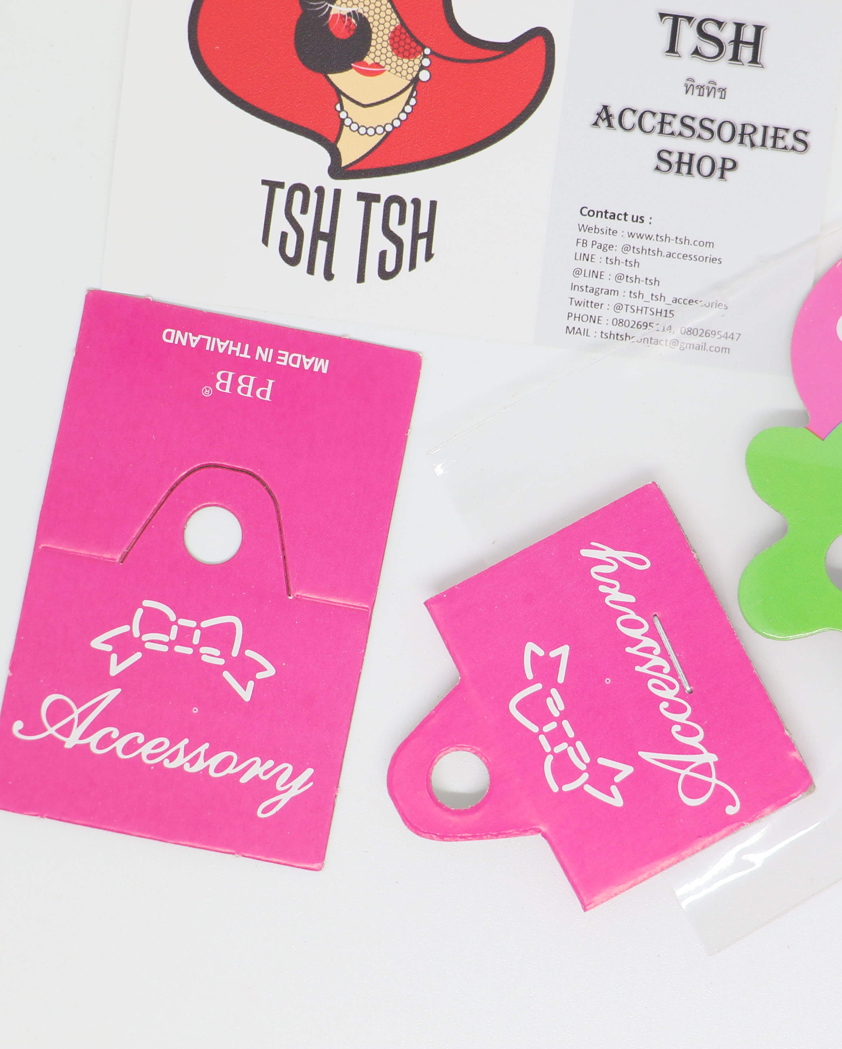 หัวกระดาษแพคถุงพิมพ์ลายโบว์ สีชมพูเข้ม