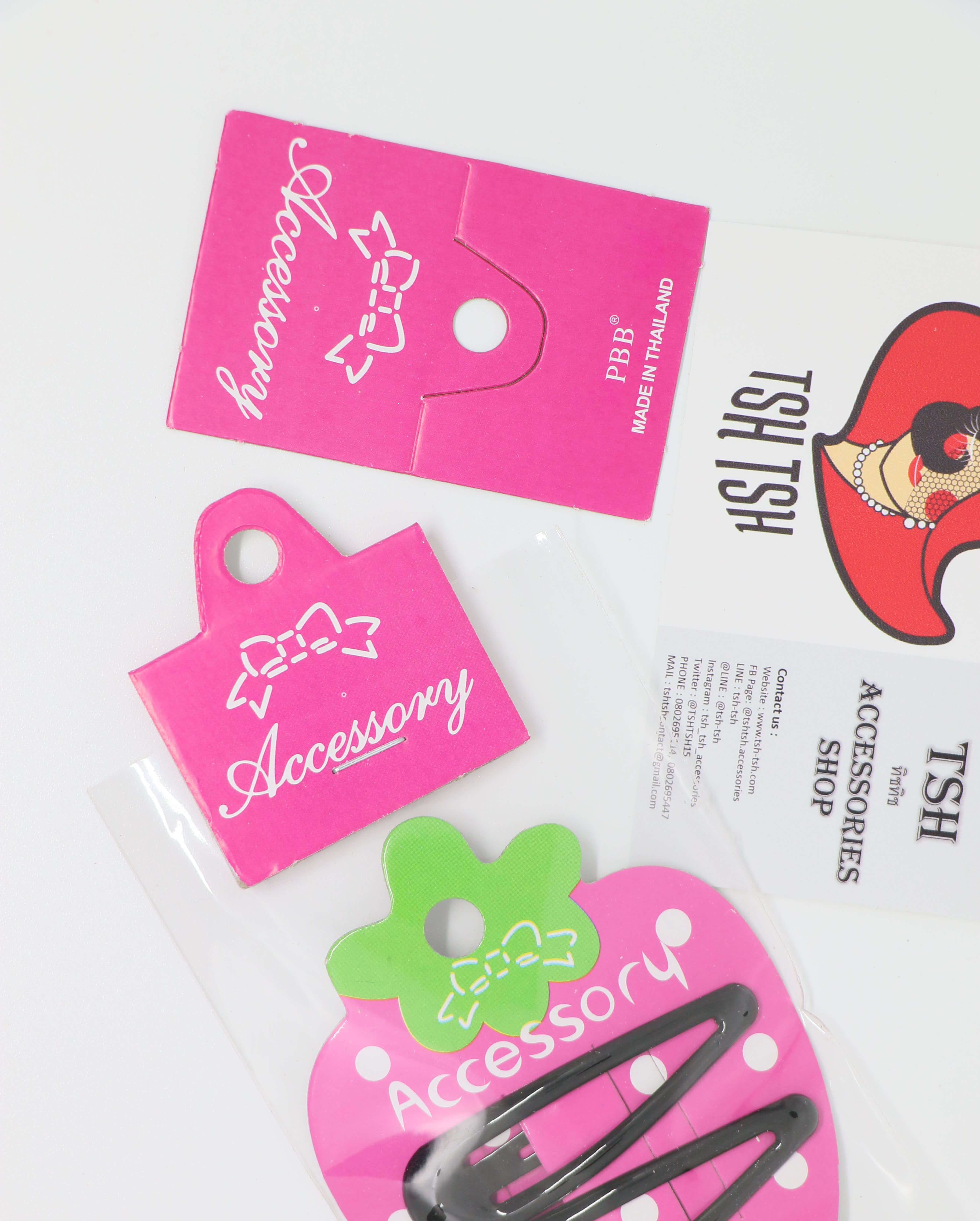 หัวกระดาษแพคถุงพิมพ์ลายโบว์ สีชมพูเข้ม