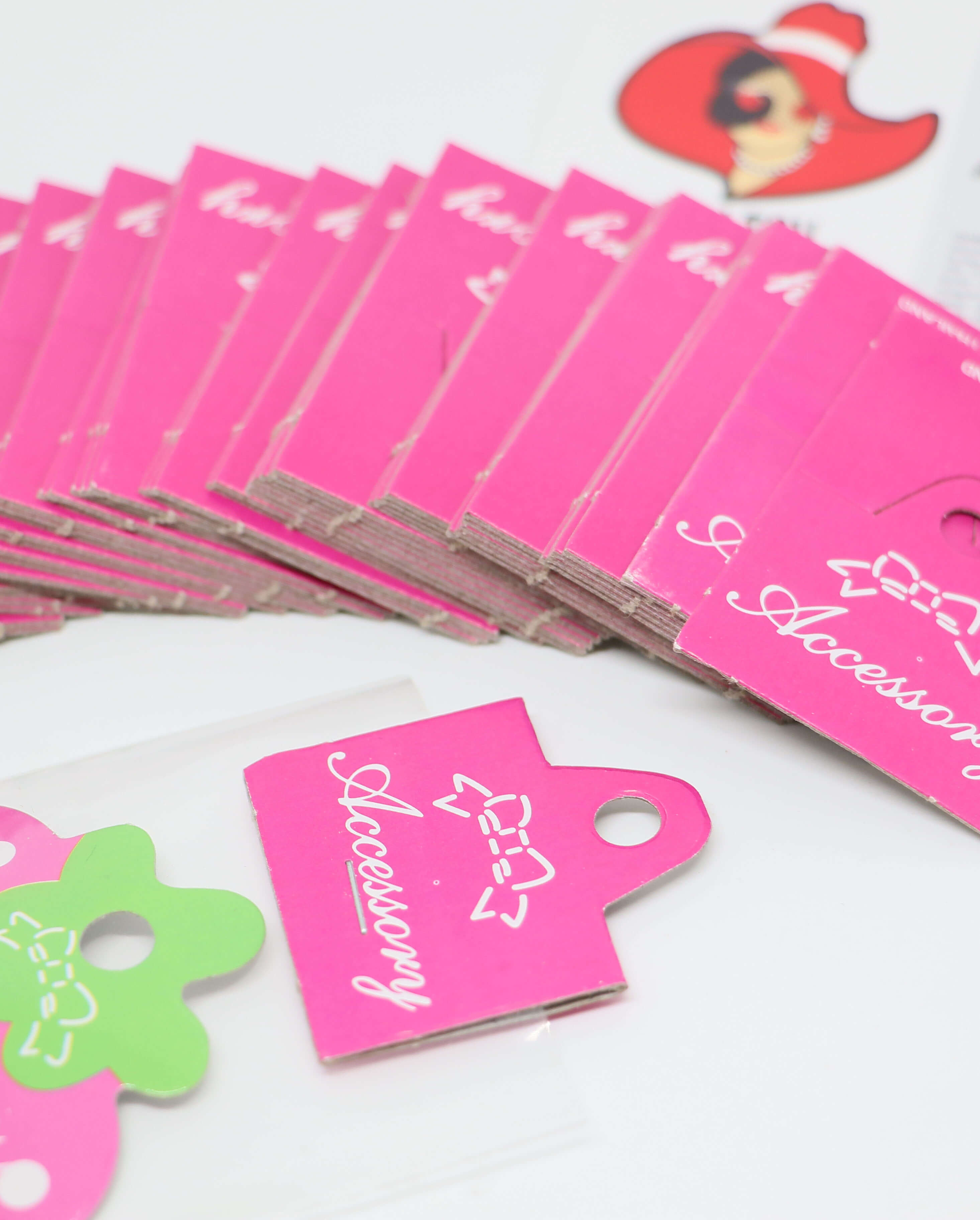 หัวกระดาษแพคถุงพิมพ์ลายโบว์ สีชมพูเข้ม