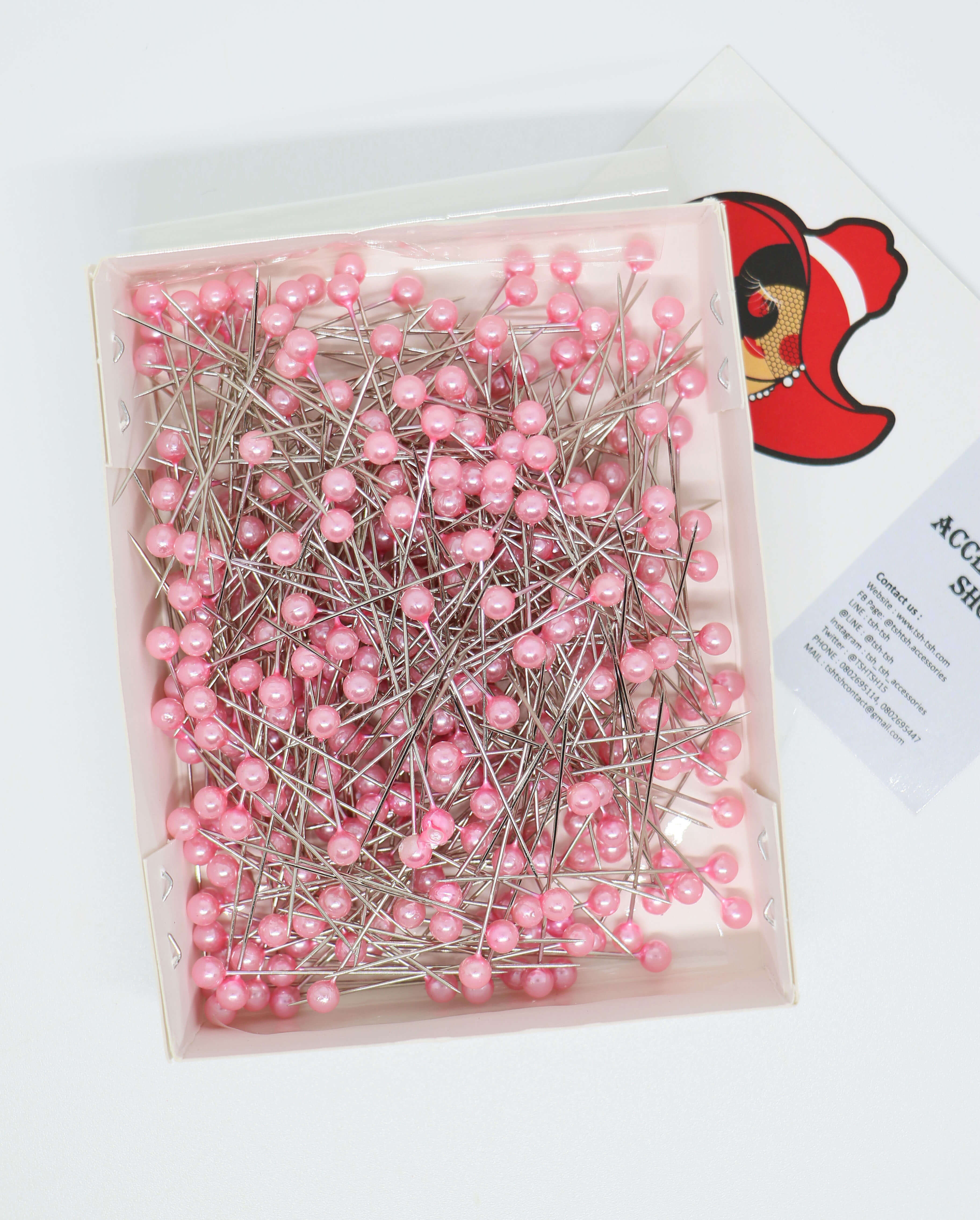 เข็มหมุด ขนาดยาว 1.5 นิ้ว สีชมพูอ่อน