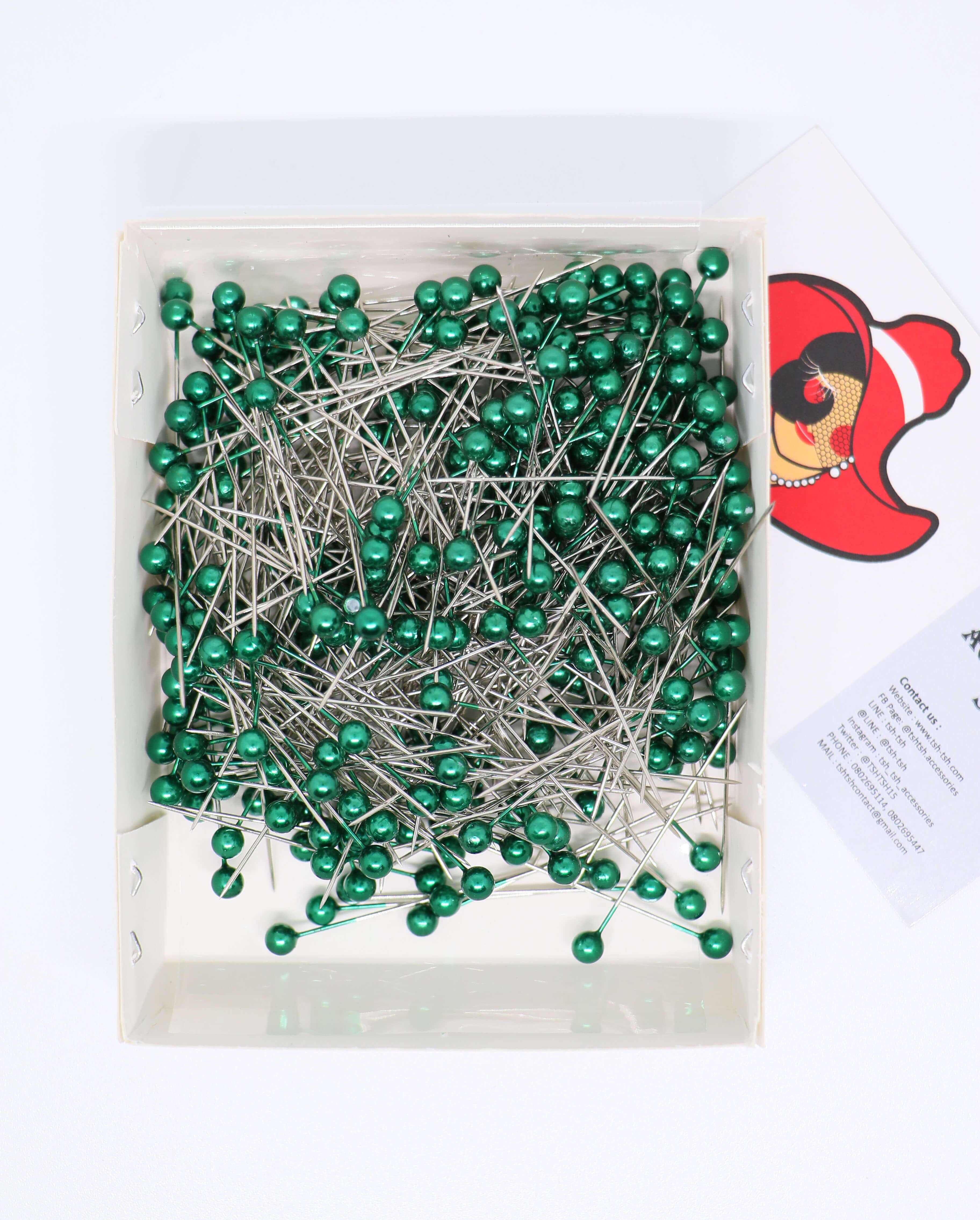 เข็มหมุด ขนาดยาว 1.5 นิ้ว สีเขียวเข้ม