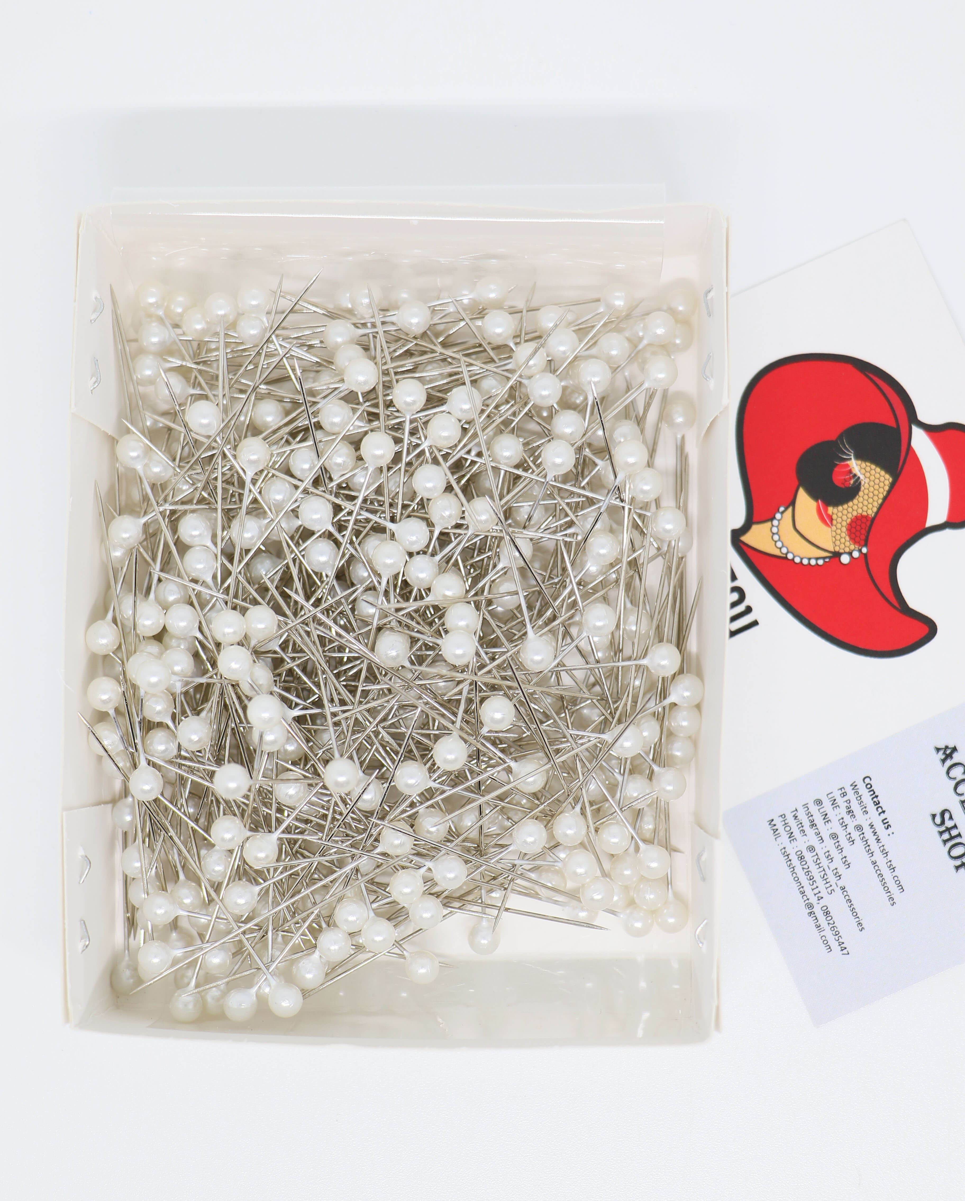 เข็มหมุด ขนาดยาว 1.5 นิ้ว สีขาว