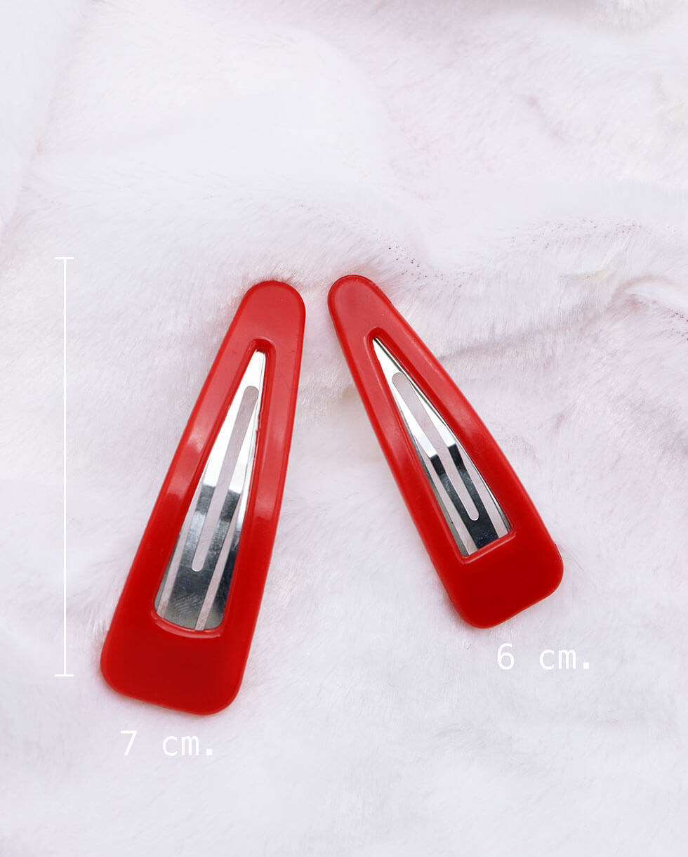 กิ๊บเป๊าะแป๊ะทรงหยดน้ำหุ้มพลาสติก 7 ซม. สีแดง