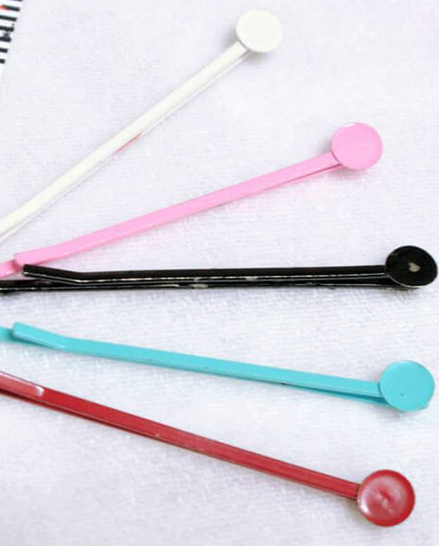 กิ๊บเสียบตรงมีแป้น 5.6 ซม. สีดำ