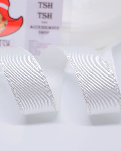 1 Inch Saddle Stitched Grosgrain Ribbon 25 Yards White Color 01#
