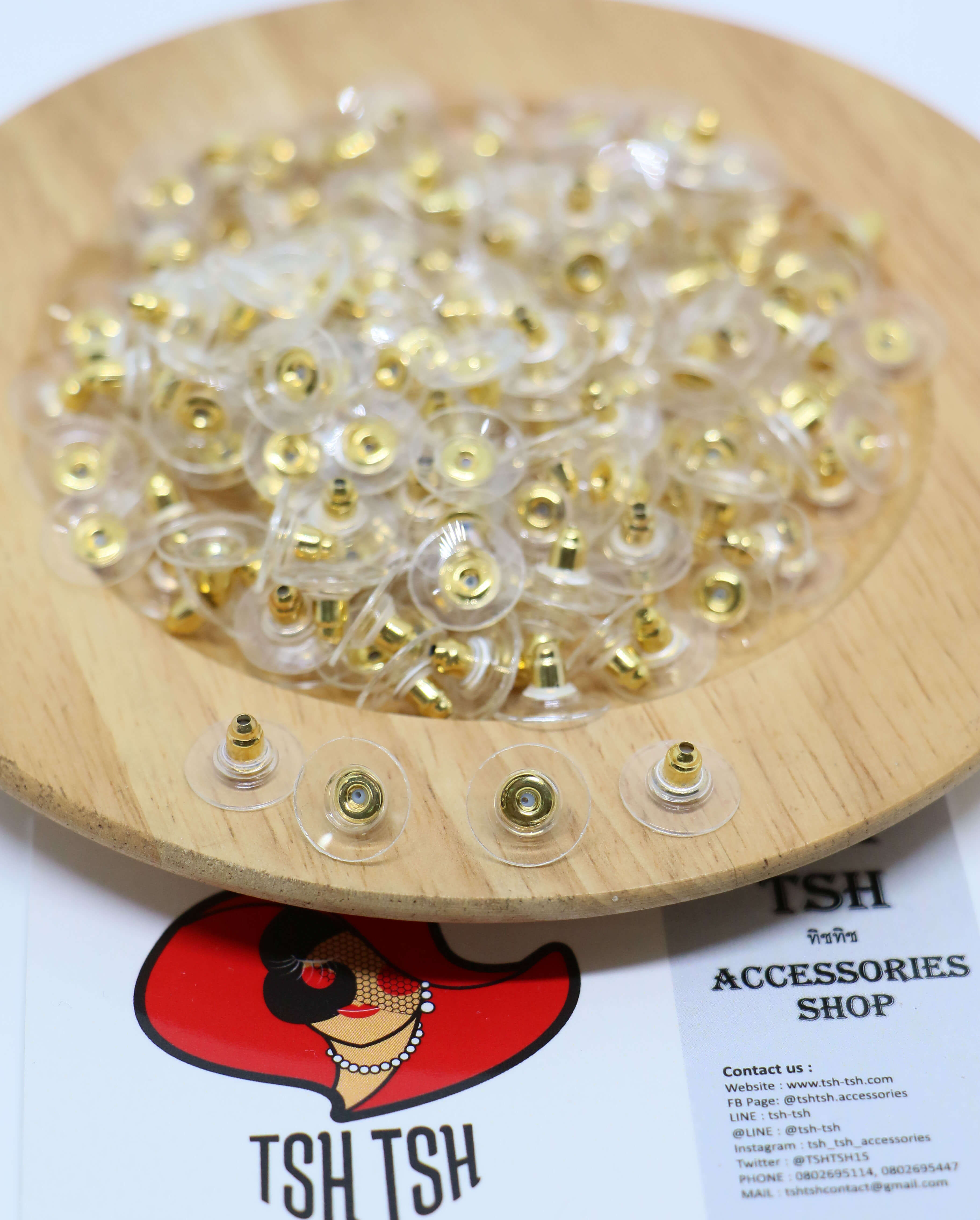 เต้าเสียบขาหลังต่างหูแบบจาน สีทอง