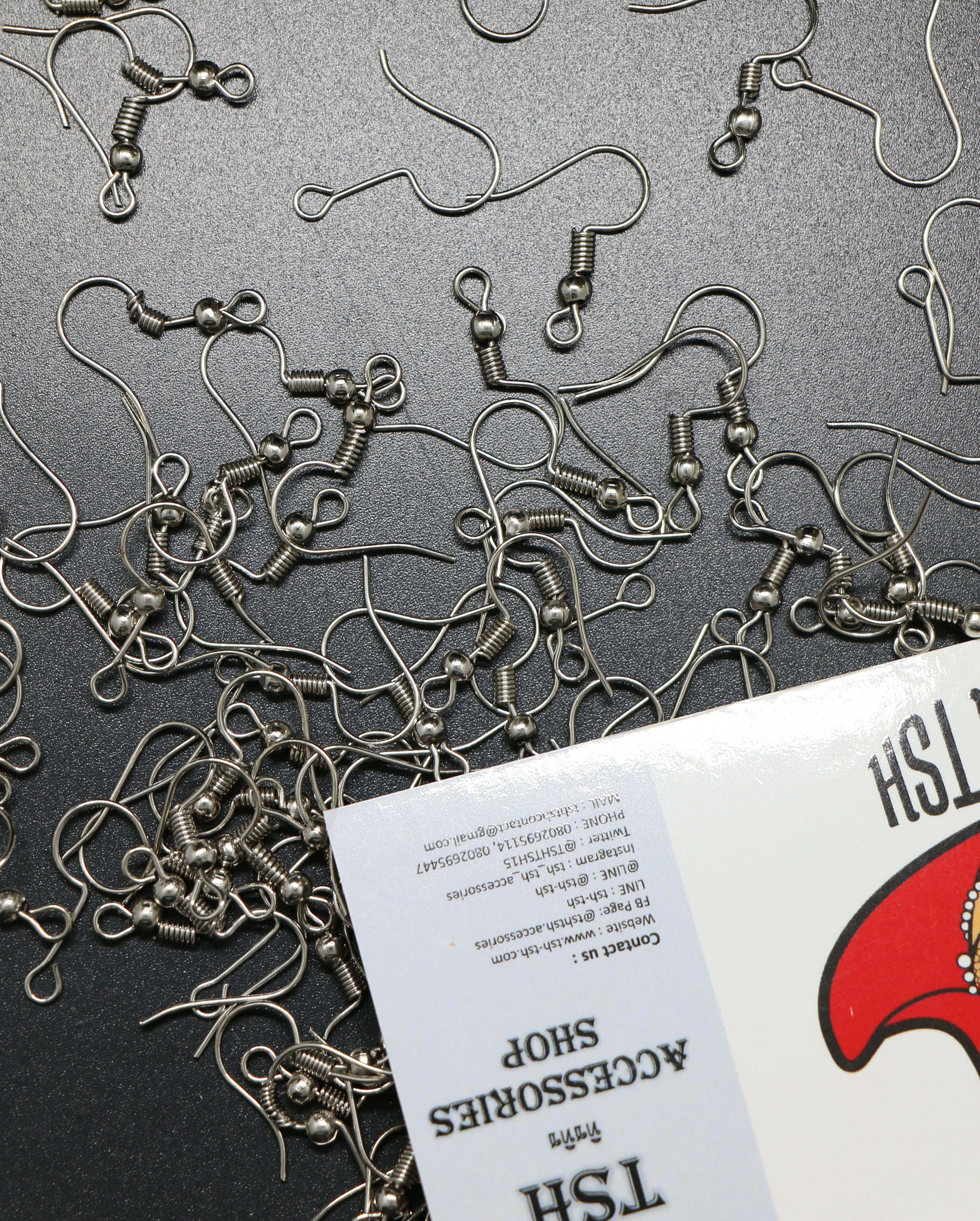 ขาต่างหูเบ็ดตกปลา (ตะขอต่างหูแบบเกี่ยวหู) สีนิกเกิ้ล