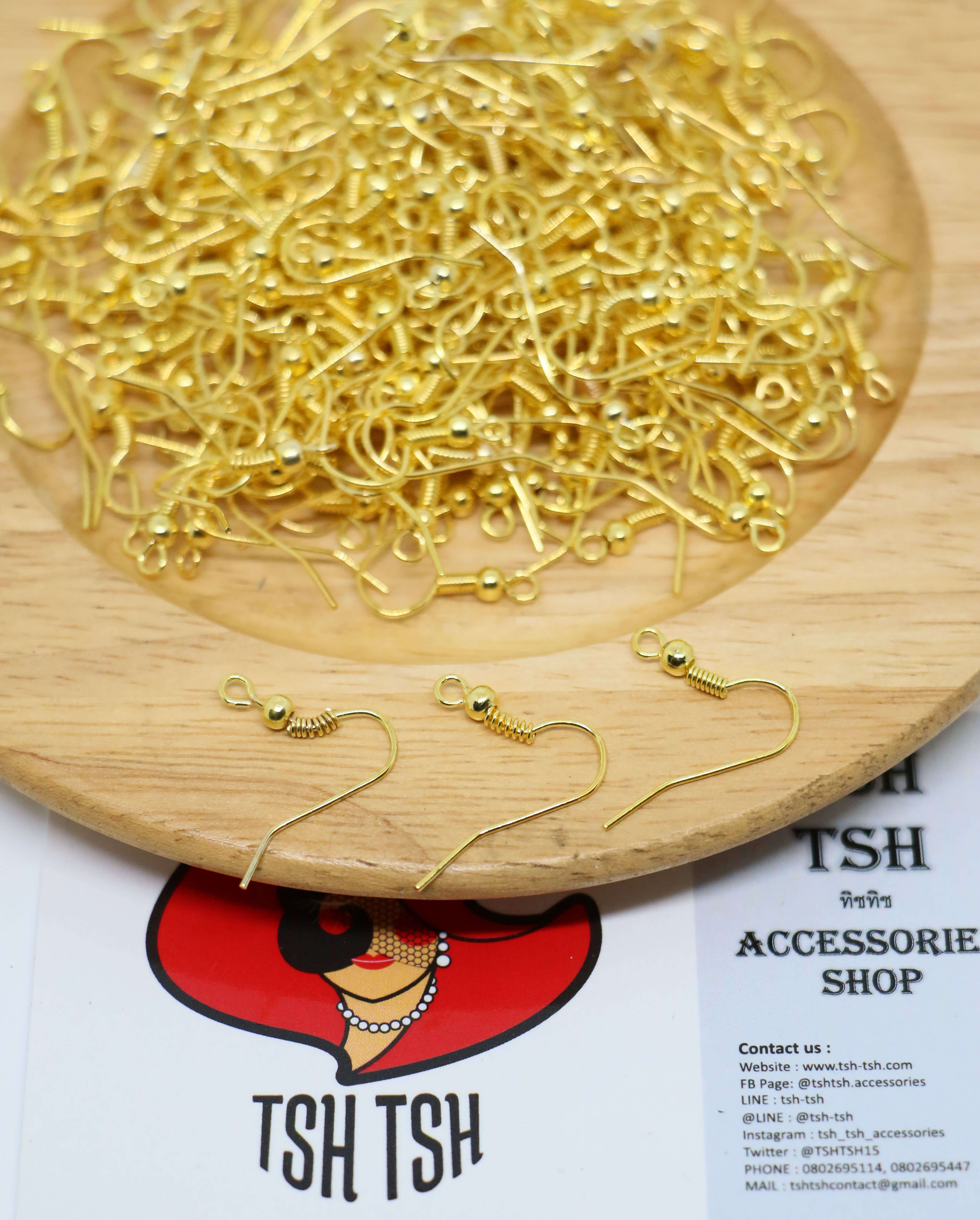 ขาต่างหูเบ็ดตกปลา (ตะขอต่างหูแบบเกี่ยวหู)  สีทอง