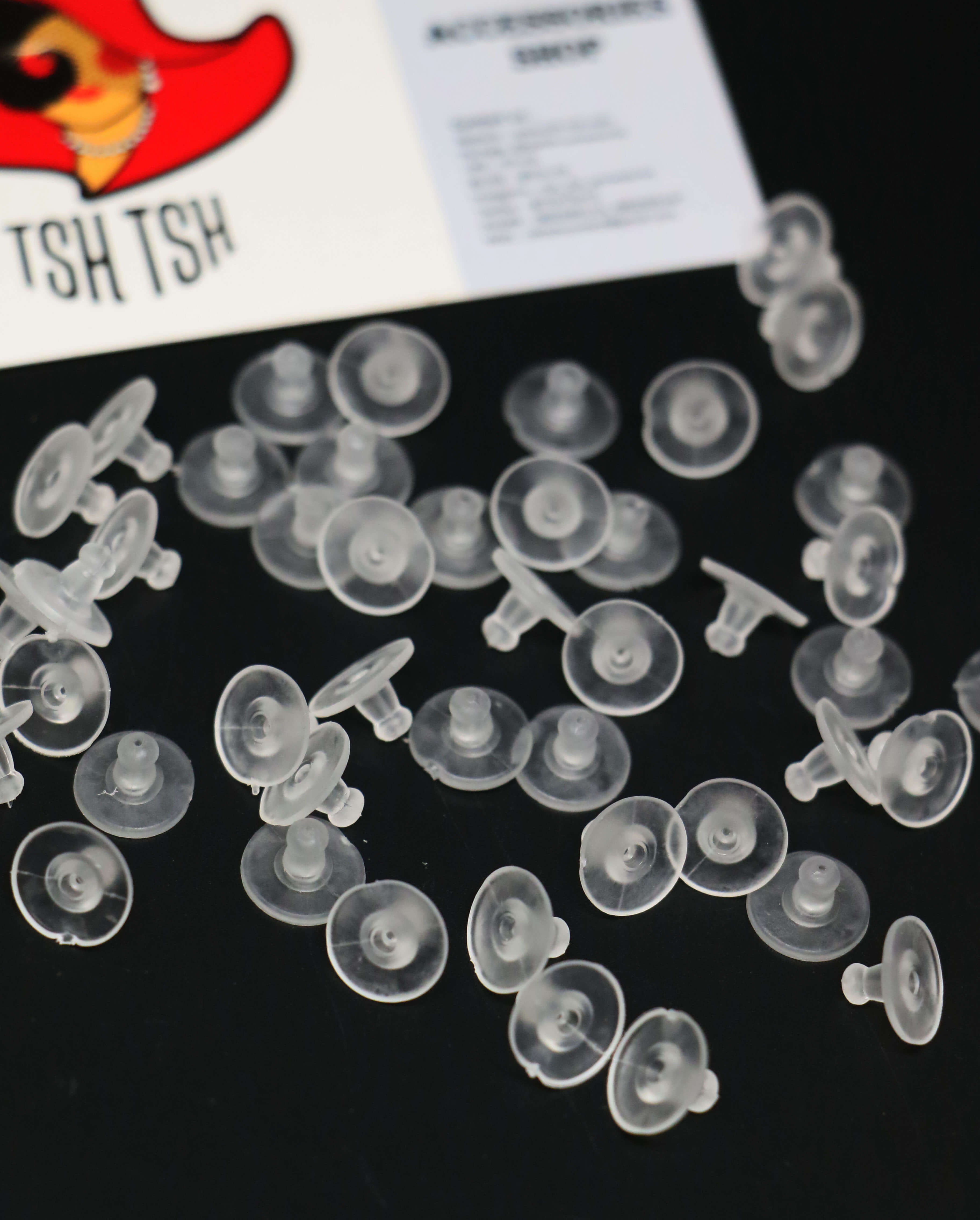 เต้าเสียบขาหลังต่างหูซิลิโคนแบบมีแป้น