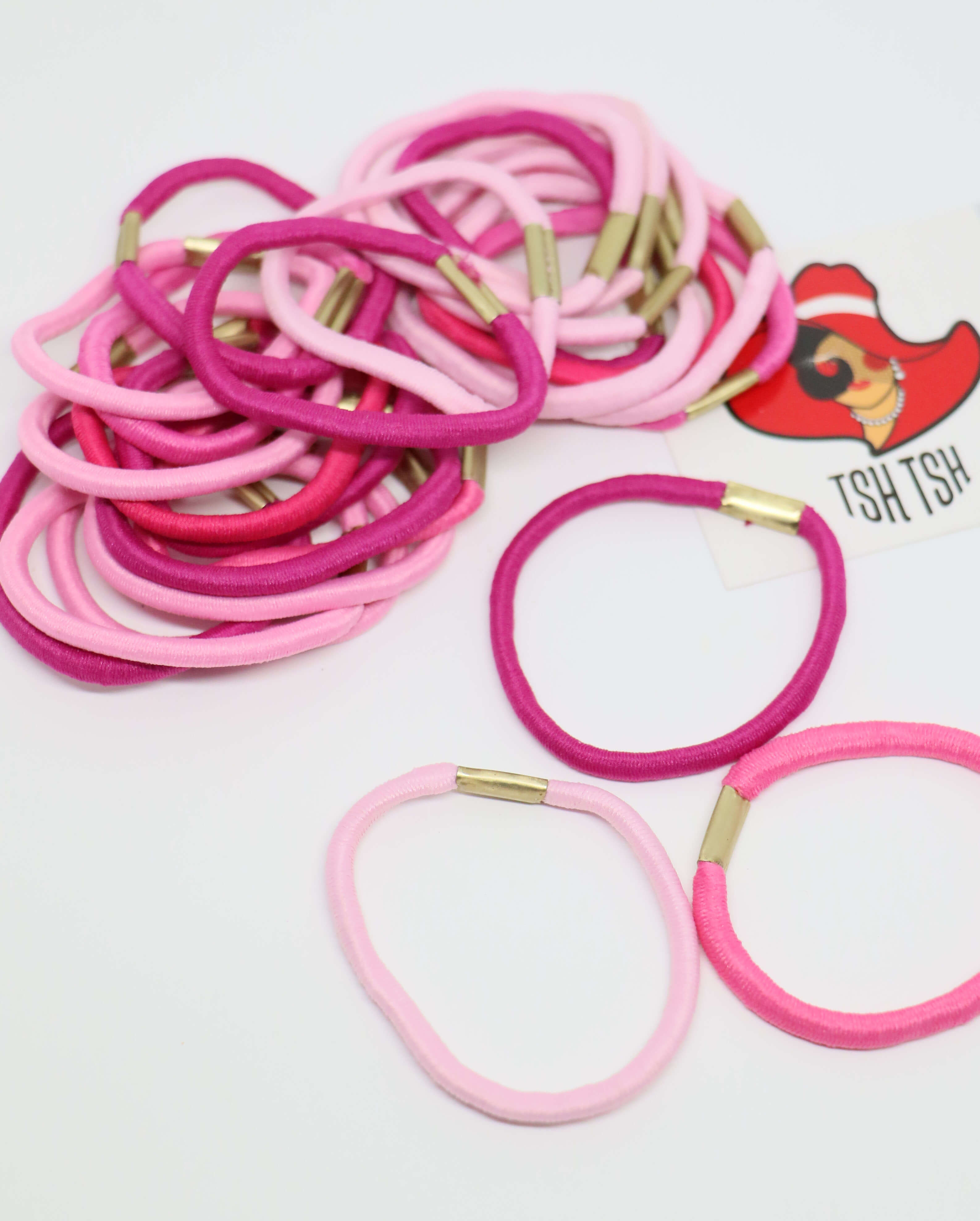 ยางรัดผมยางกลม ขนาด 4 ซม. คละสี โทนสีชมพู 0.4