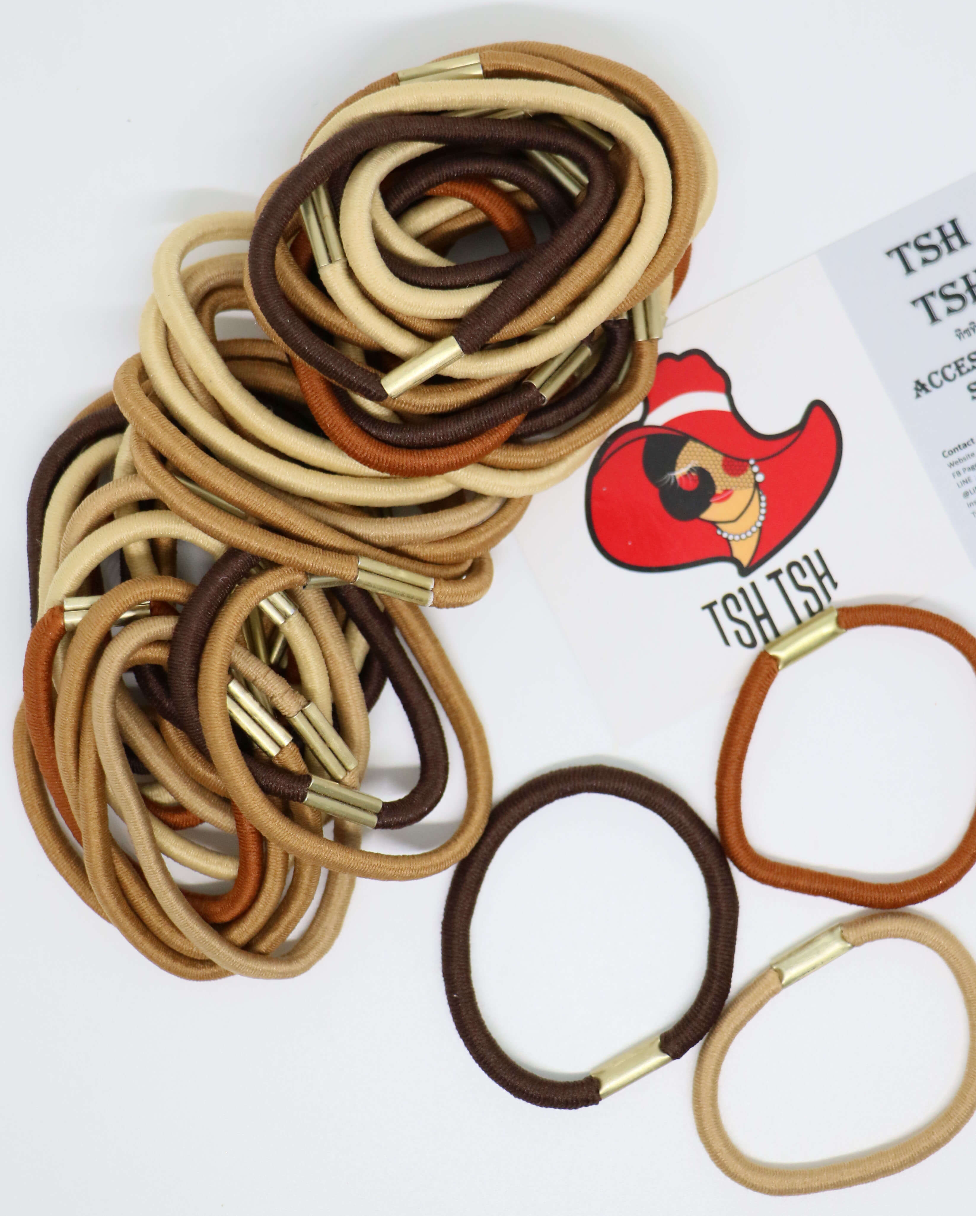 ยางรัดผมยางกลม ขนาด 4 ซม. คละสี โทนสีน้ำตาล 0.4