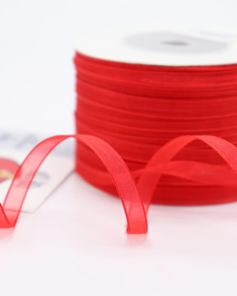 ริบบิ้นผ้าแก้ว ขนาด 7 มิล สีแดง ยาว 120 หลา #26