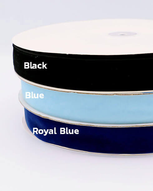 ริบบิ้นผ้ากำมะหยี่ ขนาด 1 นิ้ว สีดำ ยาว 25 หลา #03