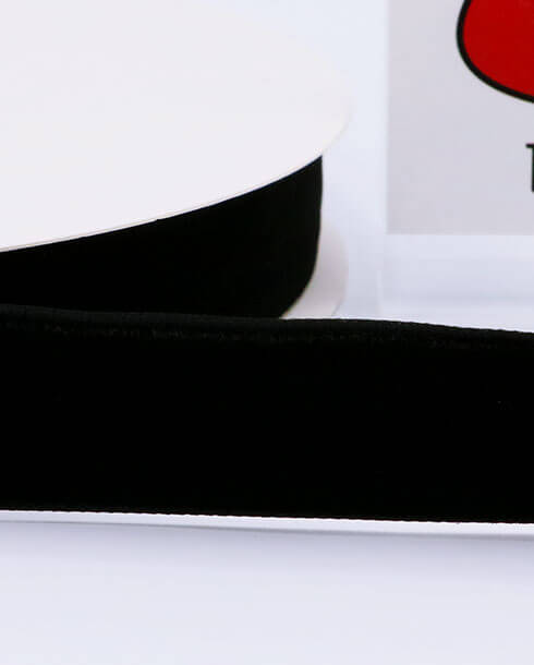 ริบบิ้นผ้ากำมะหยี่ ขนาด 1 นิ้ว สีดำ ยาว 25 หลา #03