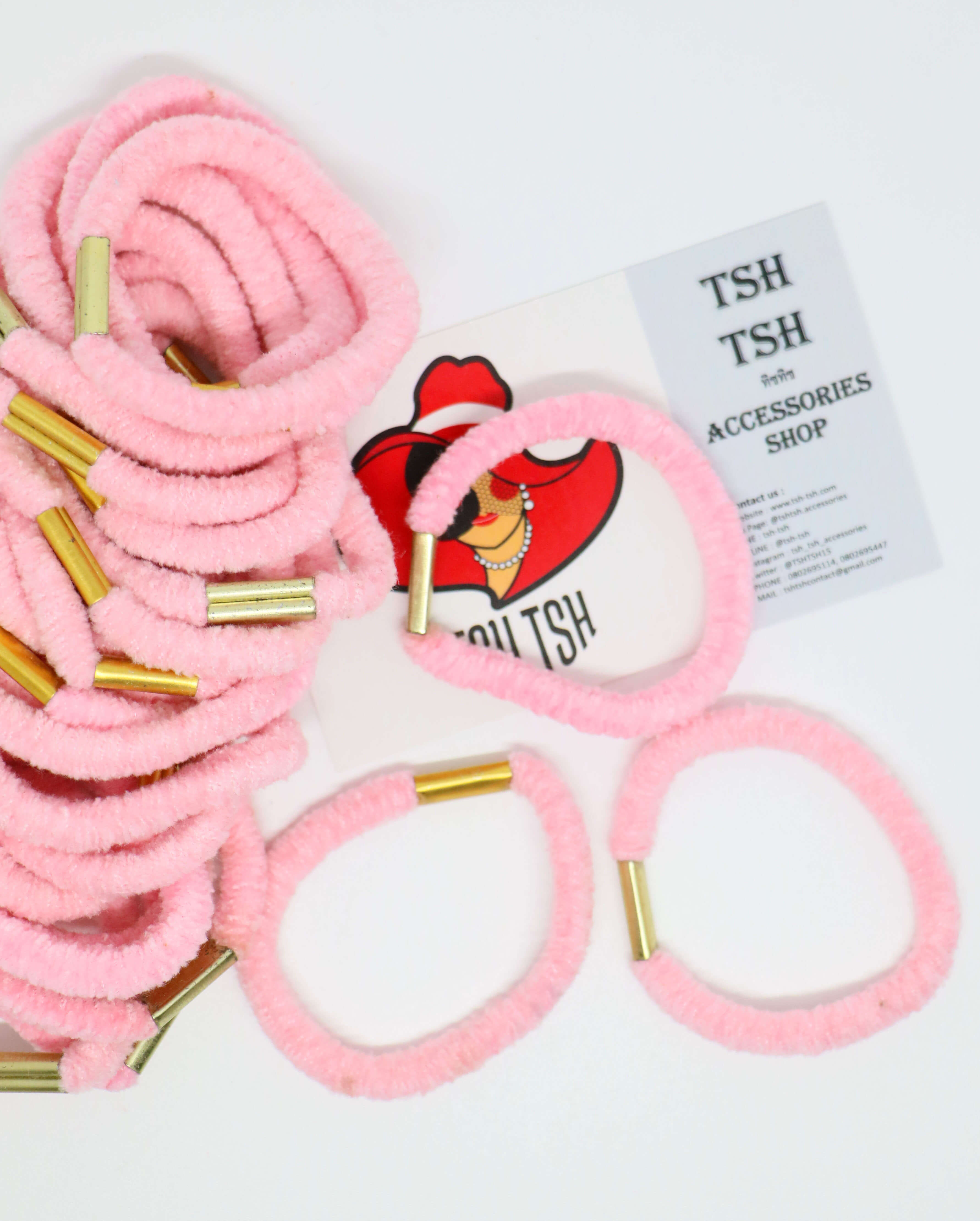 Velvet rubber band light pink