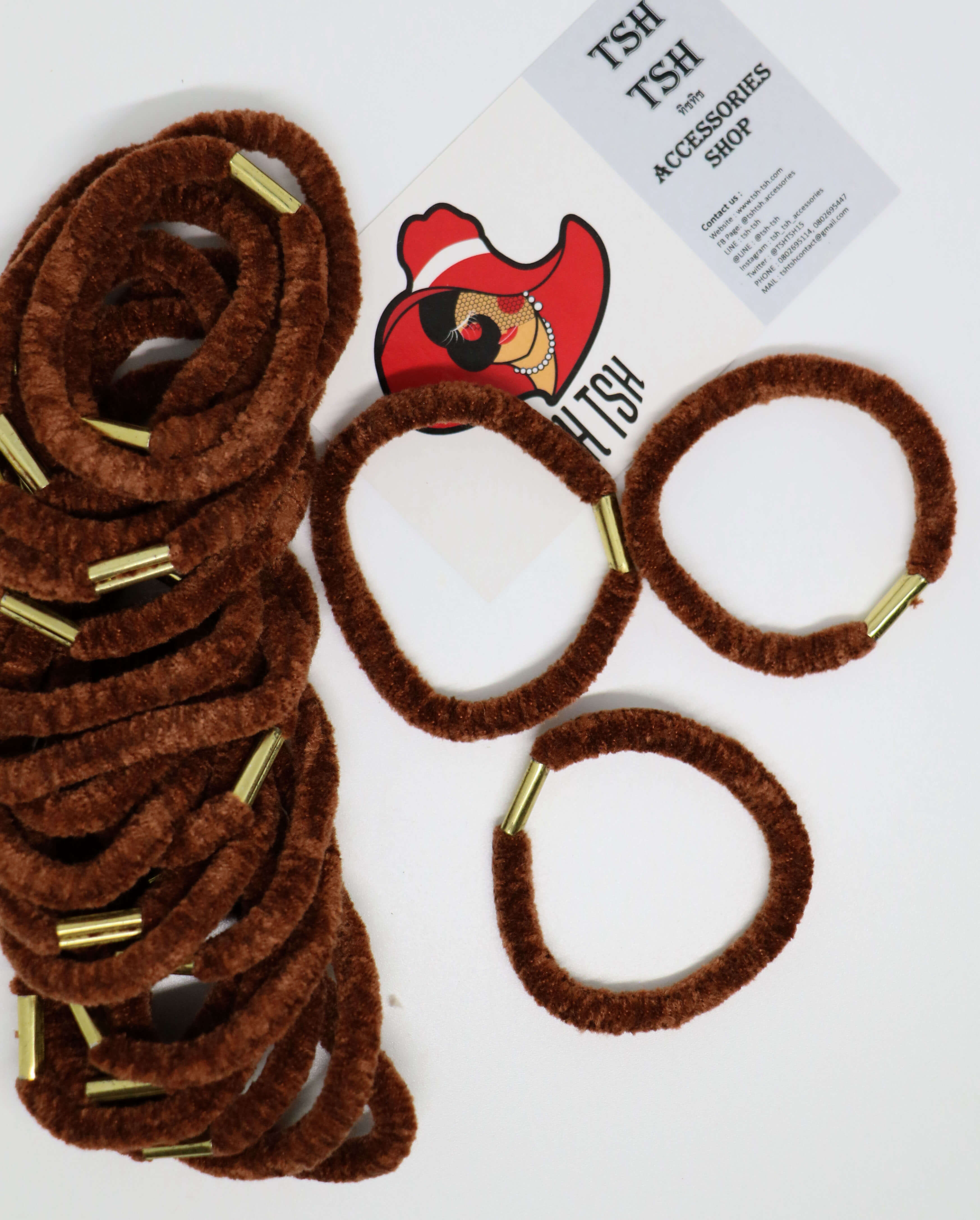 Velvet rubber band middle brown