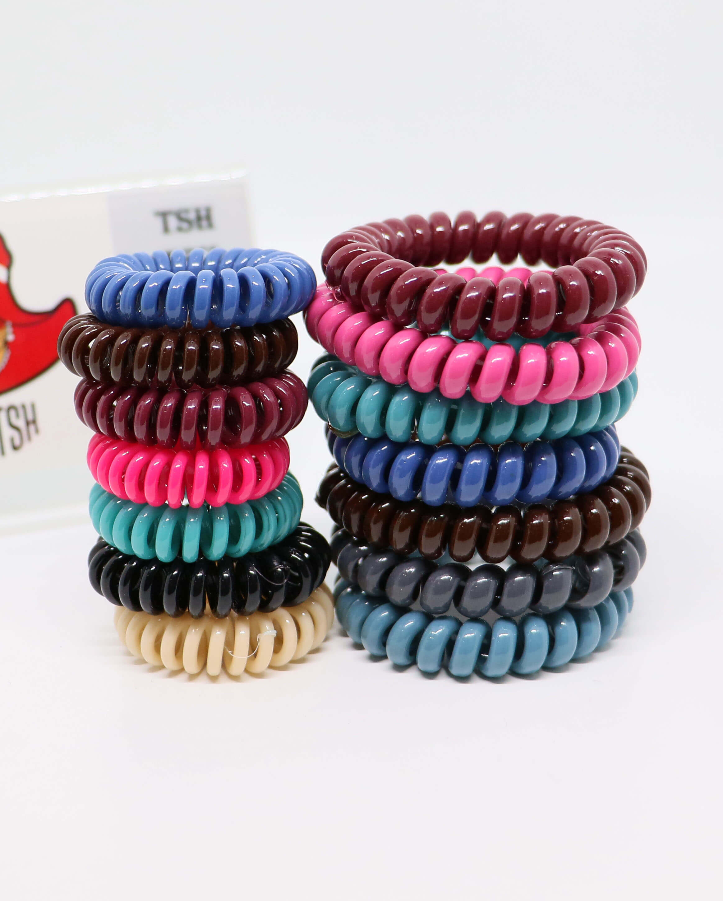 ยางรัดผมสายโทรศัพท์ ขนาดใหญ่ คละสีโทนสีเข้ม