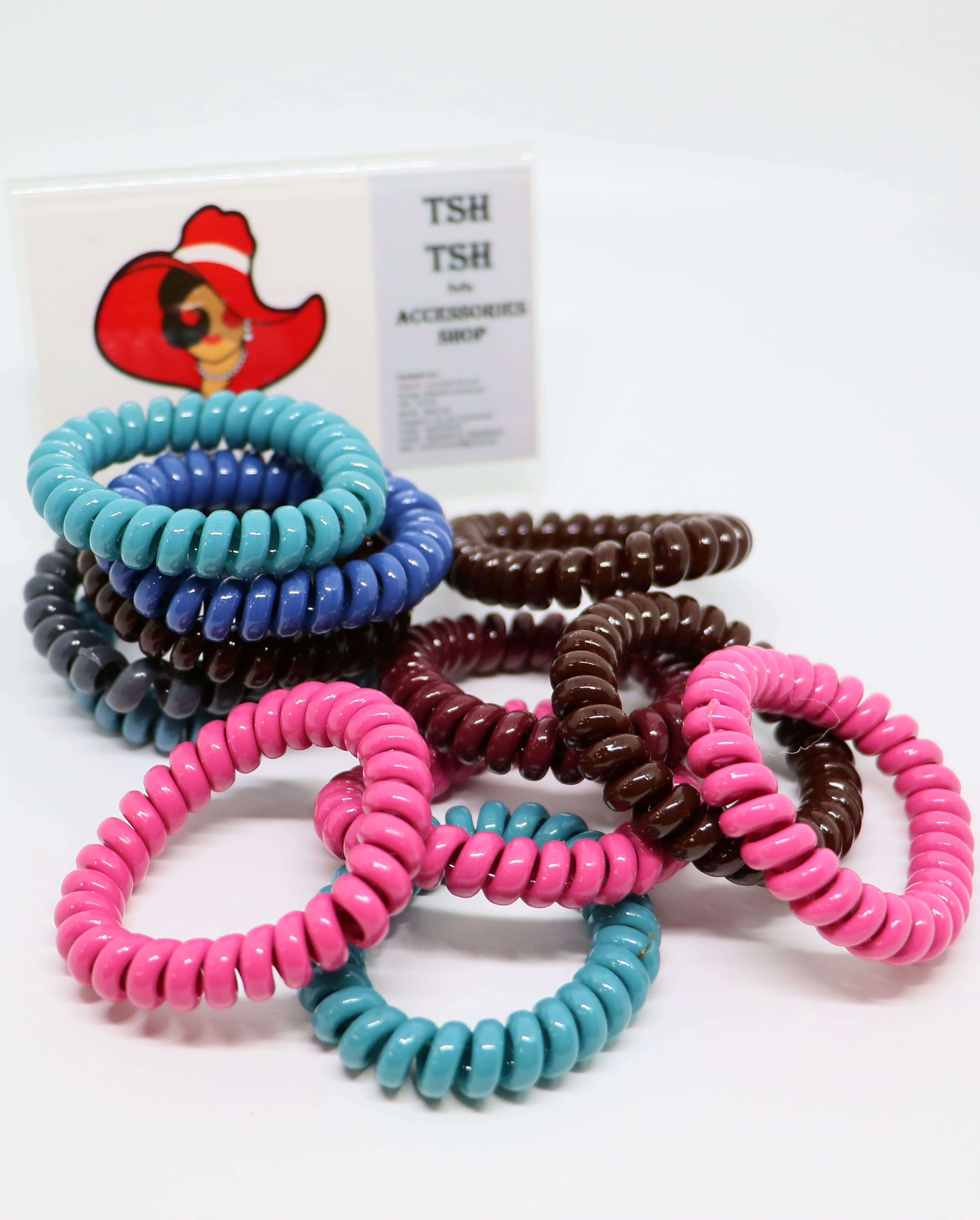 ยางรัดผมสายโทรศัพท์ ขนาดใหญ่ คละสีโทนสีเข้ม