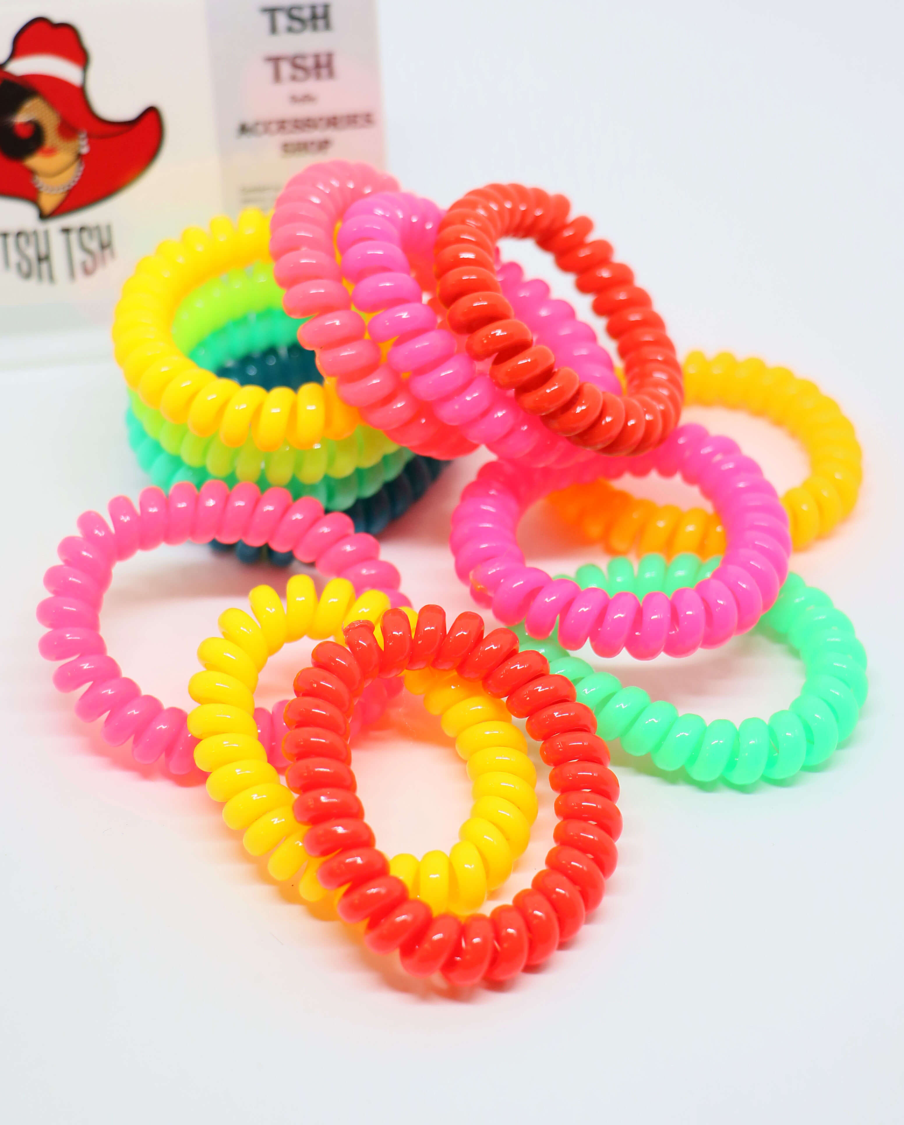 ยางรัดผมสายโทรศัพท์ ขนาดใหญ่ คละโทนสีสะท้อน