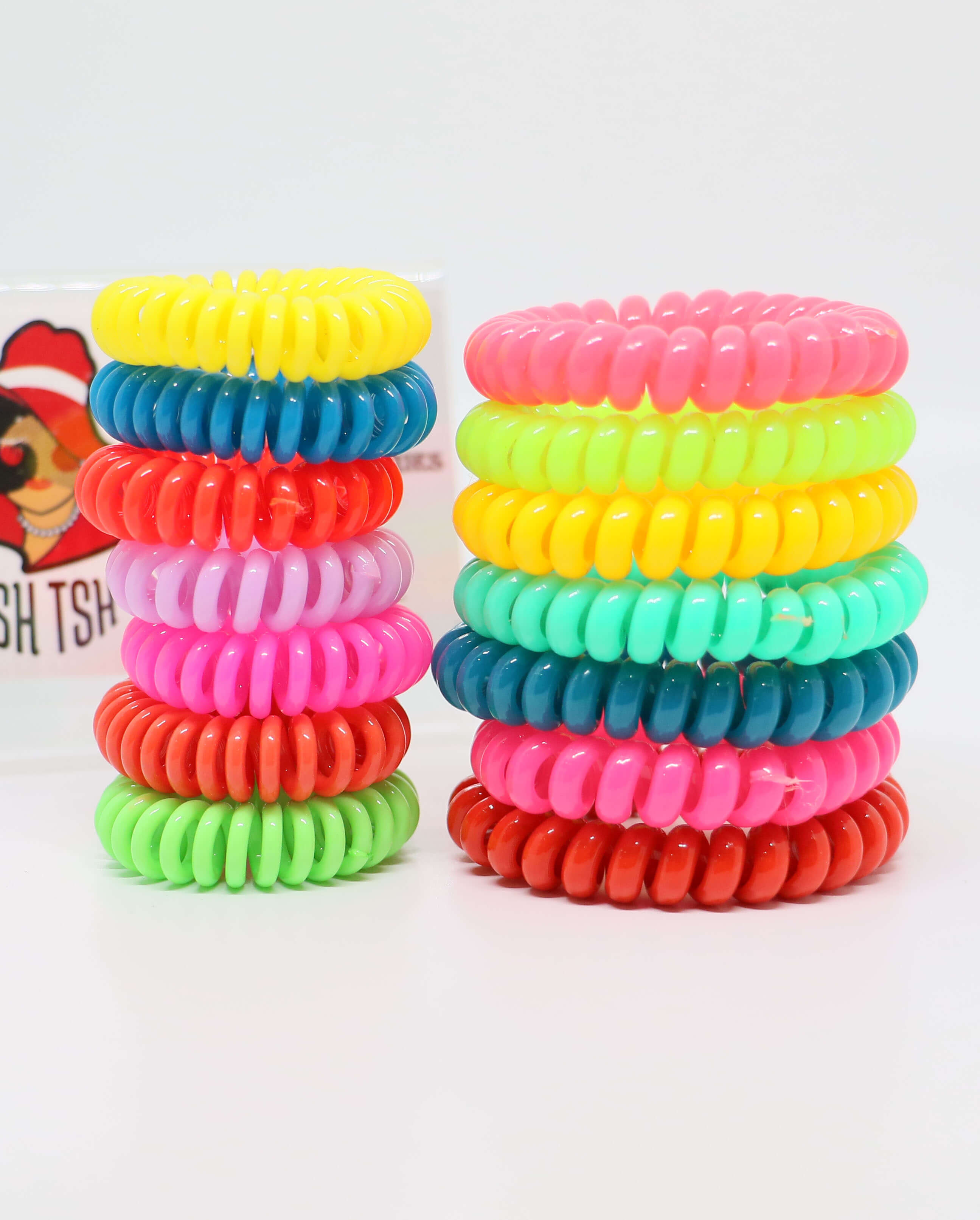 ยางรัดผมสายโทรศัพท์ ขนาดเล็ก คละสีโทนสีสะท้อน