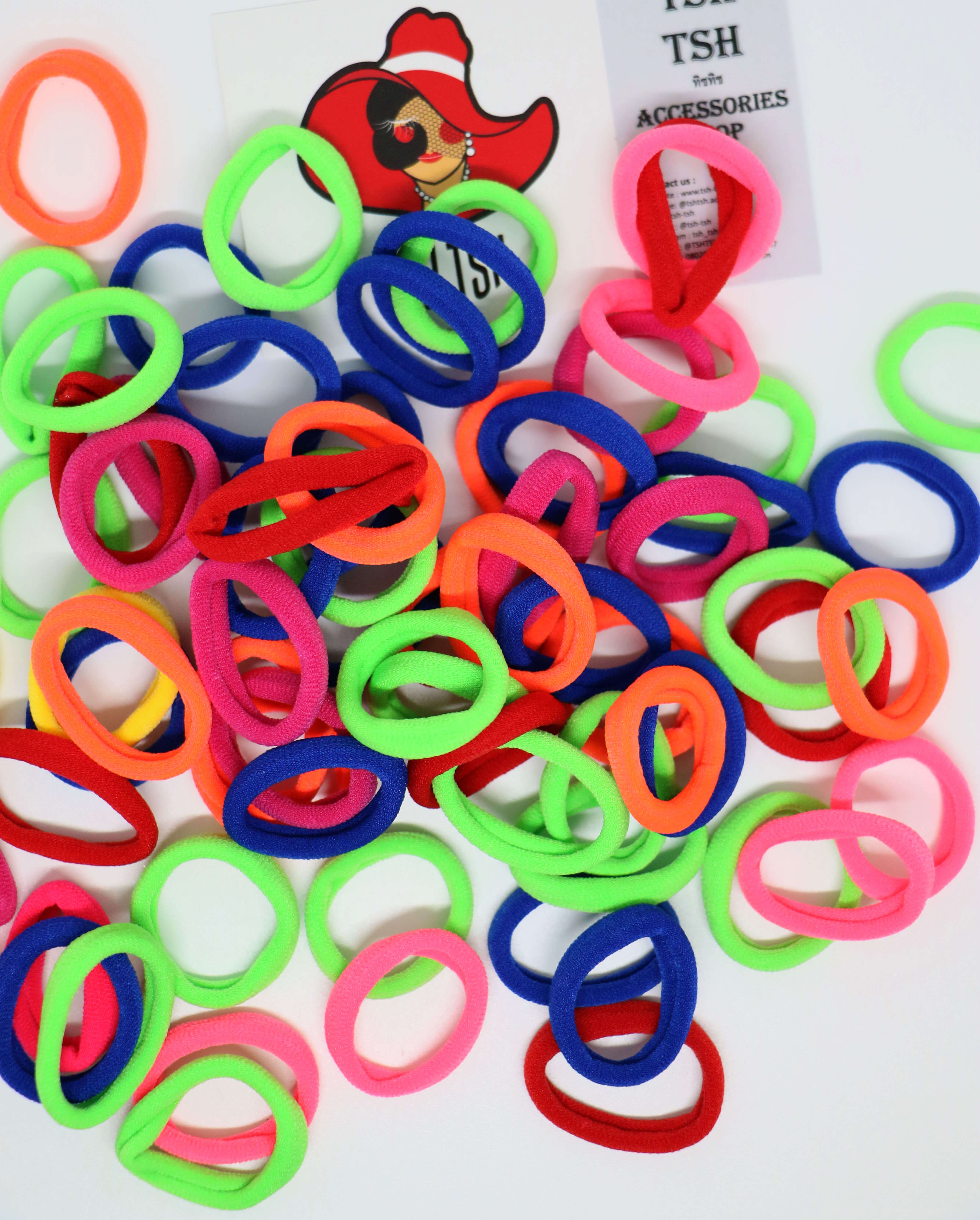 ยางรัดผมไนล่อน ขนาดเล็ก คละสีโทนสีสด