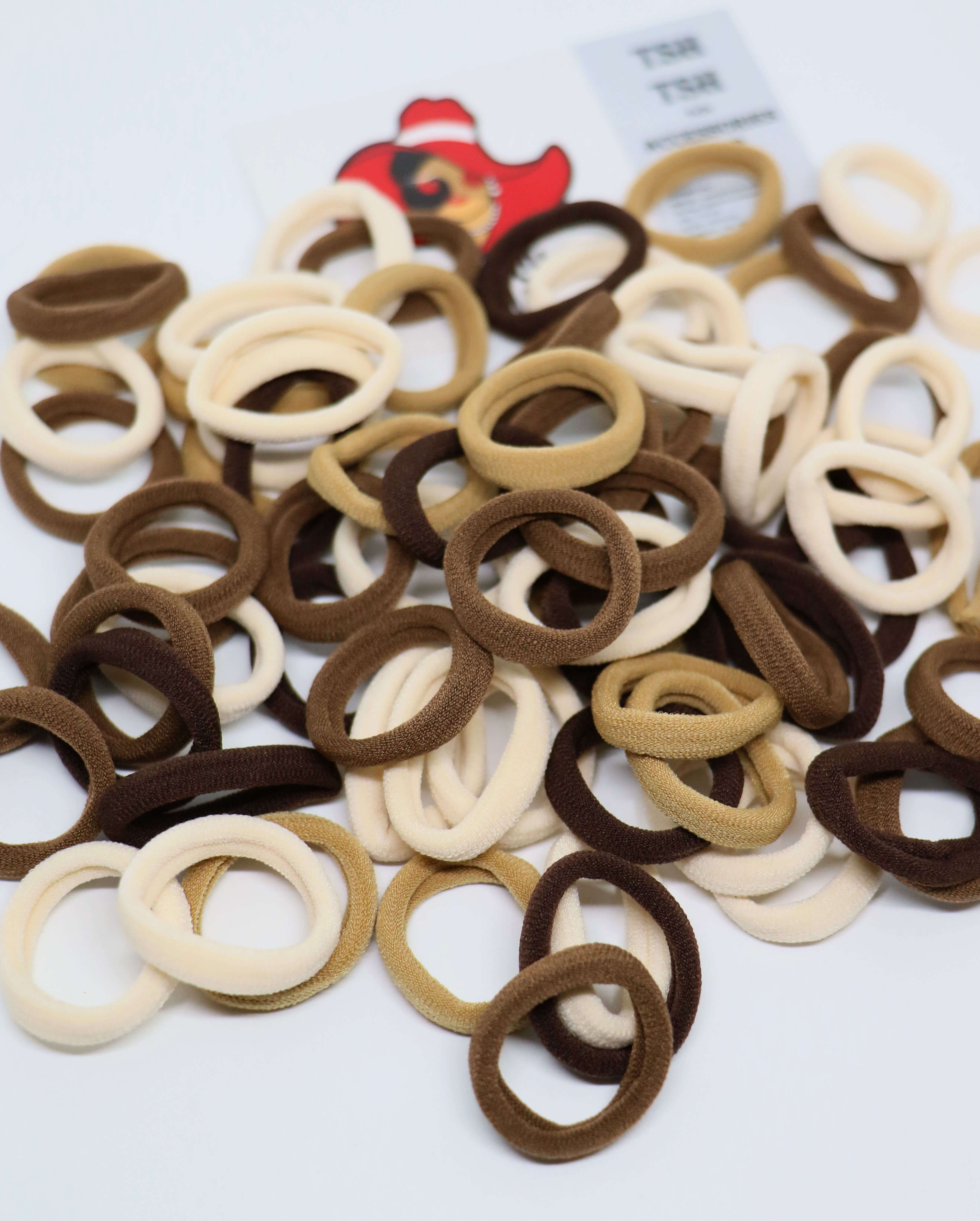 ยางรัดผมไนล่อน ขนาดเล็ก คละสีโทนสีน้ำตาล