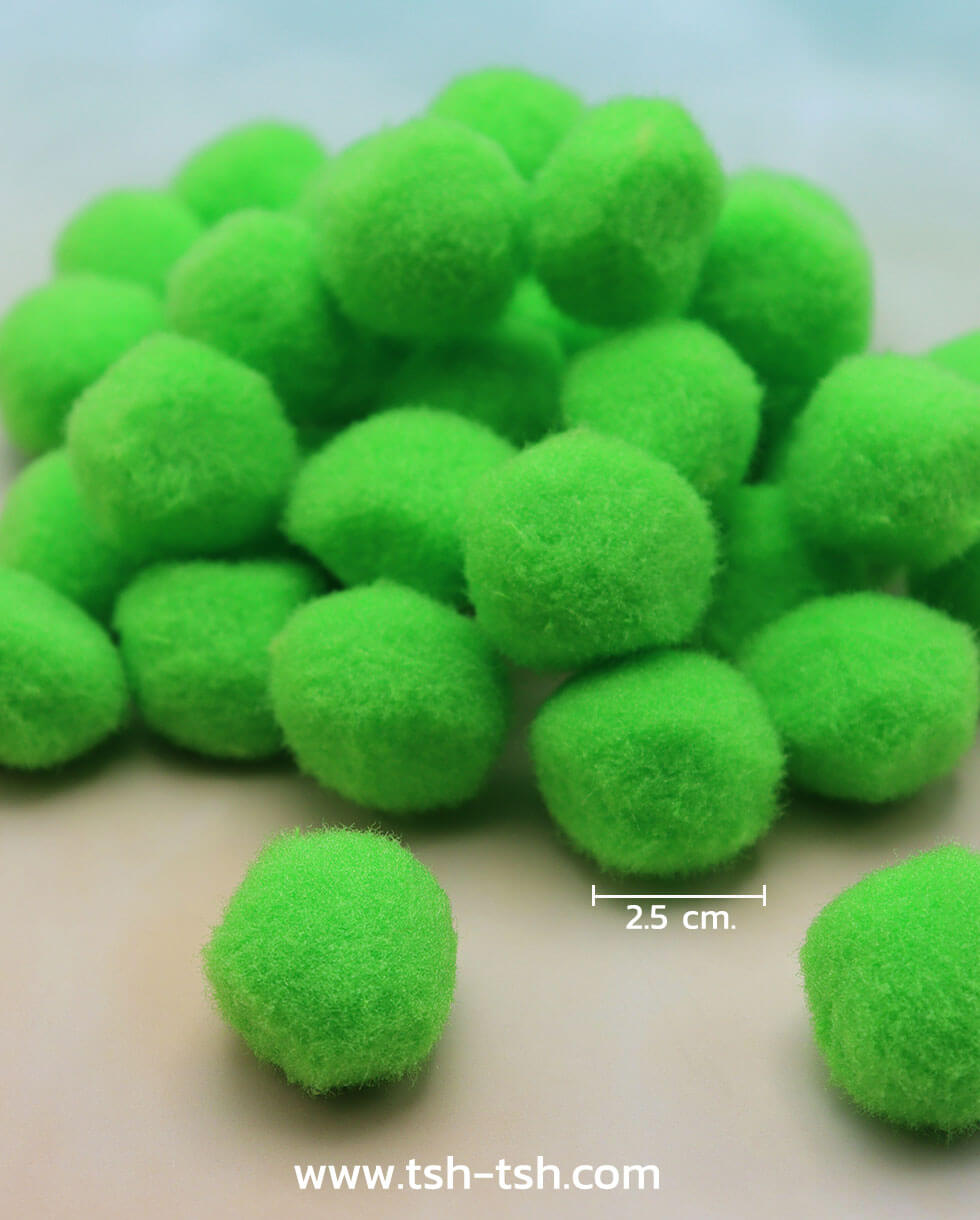 ปอม ปอม กำมะหยี่ ขนาด 2.5 ซม. สีเขียว