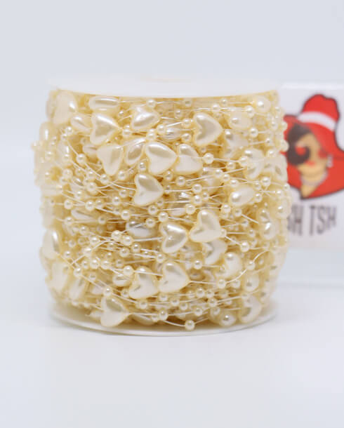 มุกอะตอม ทรงหัวใจ สีครีม