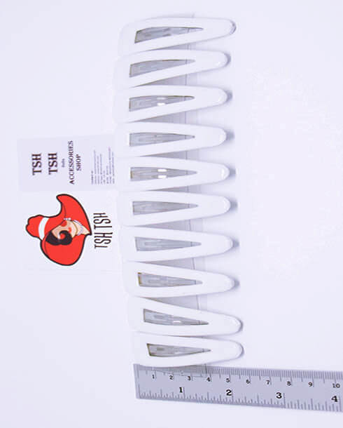 กิ๊บเป๊าะแป๊ะทรงหยดน้ำหุ้มพลาสติก 6 ซม.แบบแผง 10 ตัว  สีขาว