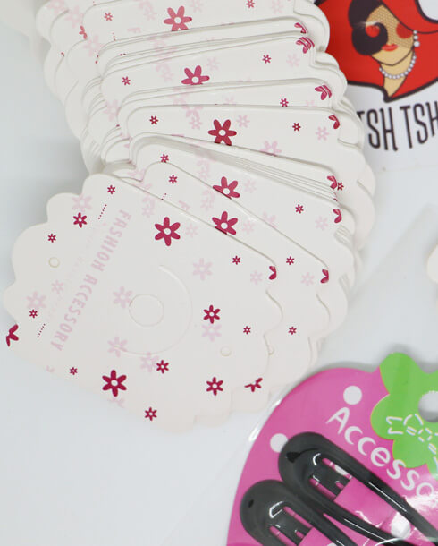 หัวการะดาษแพ็คถุงพิมพ์ลายลายดอกไม้สีชมพู Fashion Accessory กว้าง 5 ซม. พื้นสีขาว