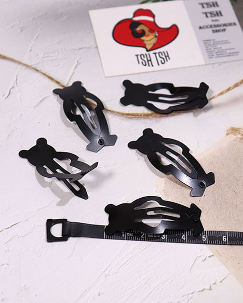 5 cm. Snap Barrette Hair Clip Bear Shape Black Color
