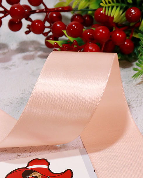 ริบบิ้นผ้าซิลค์ ขนาด 1.5 นิ้ว สีโอลด์โรส เงา 1 หน้า ยาว 50 หลา #121