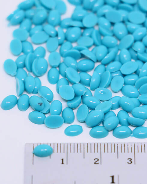 มุกครึ่งซีกทรงเม็ดข้าว สีฟ้าเทอร์ควอยซ์ ขนาด 6 มิล