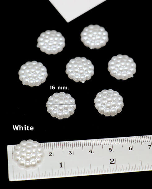 มุกครึ่งซีกดอกสาคู ขนาด 16 มม. สีขาว