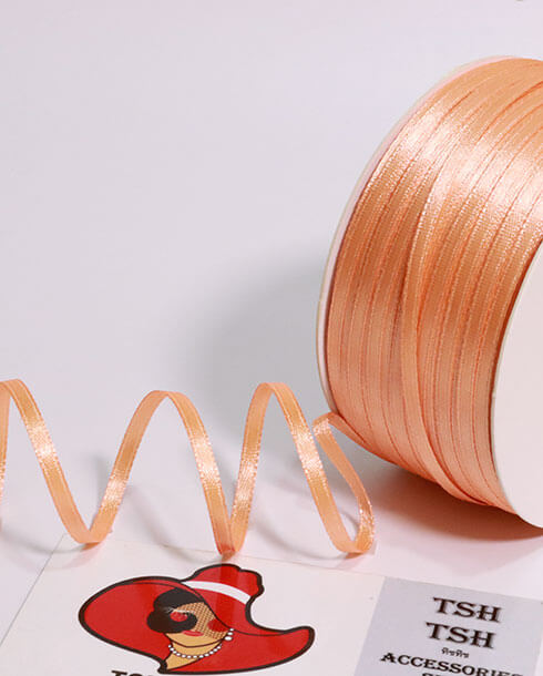 ริบบิ้นผ้าซาติน ขนาด 3 มิล สีโอลด์โรส เงา 2 หน้า ยาว 120 หลา #88