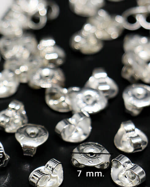 เต้าเสียบล็อคขาหลังต่างหูรูปปีกผีเสื้อ ขนาด 7 มิล สีเงิน