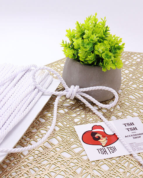 Twisted cord 4 mm. / 18 Yards White Color