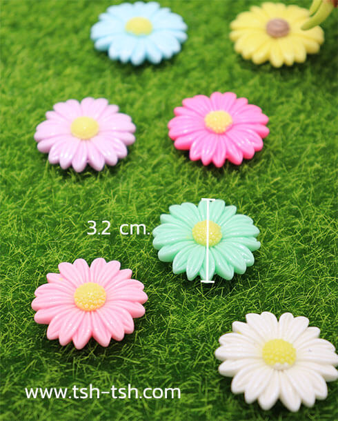 อะไหล่เรซิ่นรูปดอกเดซี่พื้นหลังแบน คละสี