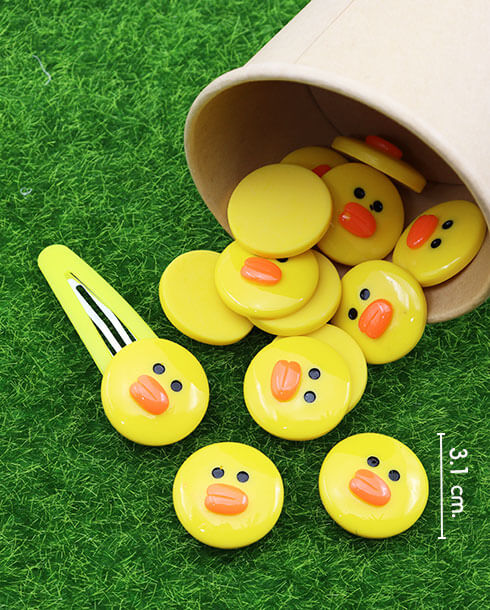 Yellow Round Duck Resin Embellishments Flat back
