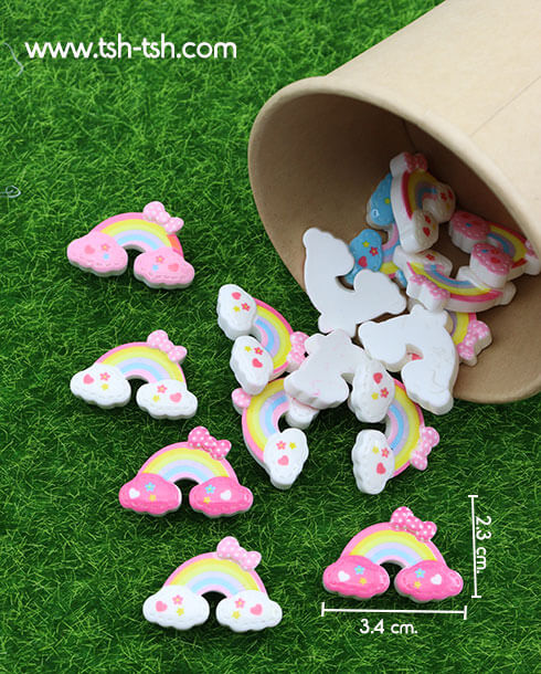 อะไหล่เรซิ่นเรนโบว์พื้นหลังแบน คละสี