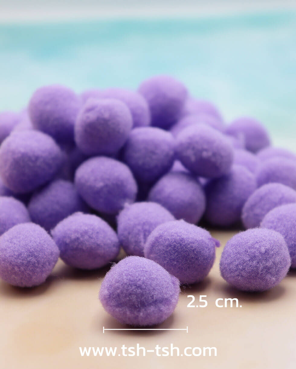 ปอม ปอม กำมะหยี่ ขนาด 2.5 ซม. สีม่วง