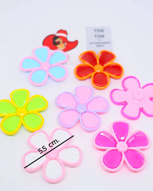 อะไหล่พลาสติกรูปดอกไม้ 5 กลีบ สีทูโทน ขนาด 5.5 ซม. คละสี