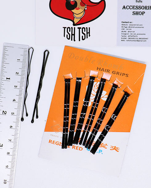 Zig Zag Bobby Pins Oranges Board - 5.5 cm. Black Color