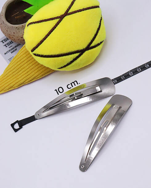 10 cm. Snap Barrette Hair Clip Bow Shape Silver Color