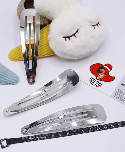 12 cm. Snap Barrette Hair Clip Bow Shape Silver Color