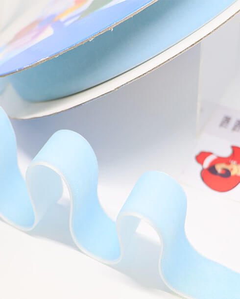 ริบบิ้นผ้ากำมะหยี่ขนาดกว้าง 1 นิ้ว สีฟ้า