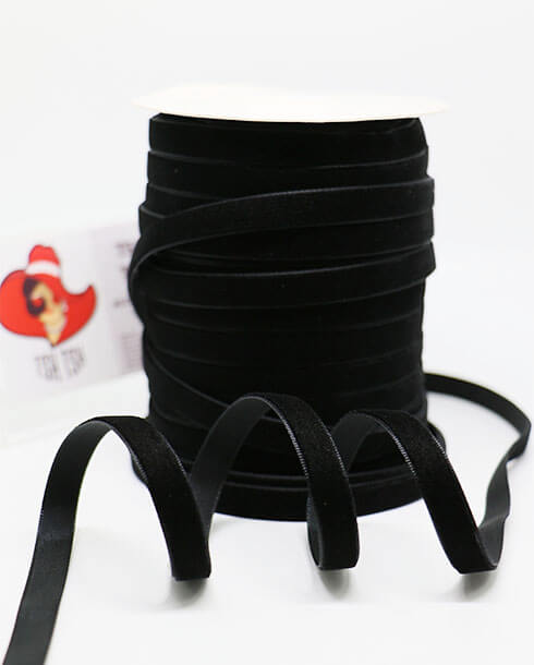 ริบบิ้นผ้ากำมะหยี่ขนาดกว้าง 10 มิล สีดำ